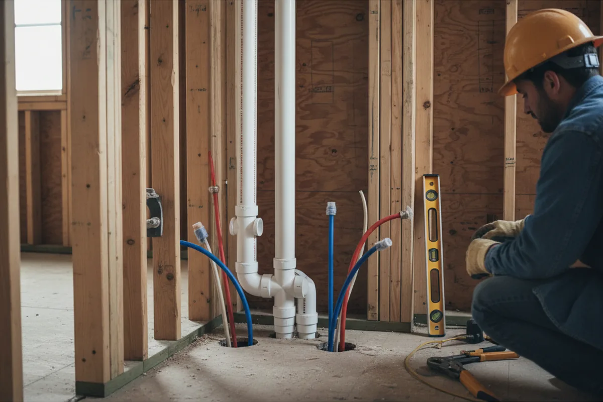 Drain and supply rough-in during Drain Cleaning in Alamo